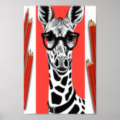 Angesagter Giraffenstift Zeichnend, Roter Stift Hi Poster (Vorne)