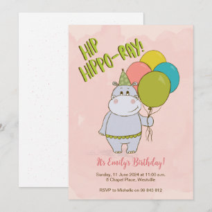 Angesagter Hippo-Ray-Kindergeburtstag Einladung