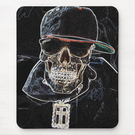 Angesagter Hopfenneonschädel Mousepad (Vorne)