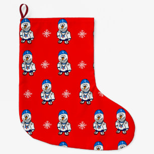 Angesagter Hopfenrapper-Snowman und Schneeflocken Großer Weihnachtsstrumpf