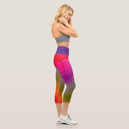 Angesagter Regenbogen-kosmischer Glitzer Hoher Wai Capri Leggings