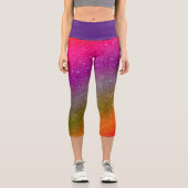 Angesagter Regenbogen-kosmischer Glitzer Hoher Wai Capri Leggings (Vorderseite)
