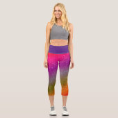 Angesagter Regenbogen-kosmischer Glitzer Hoher Wai Capri Leggings (Vorderseite)