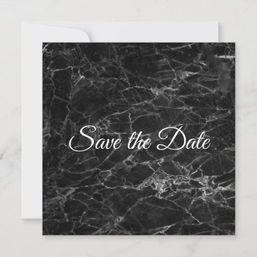 Angesagter schwarzer Marmor Save the Date (Vorderseite)