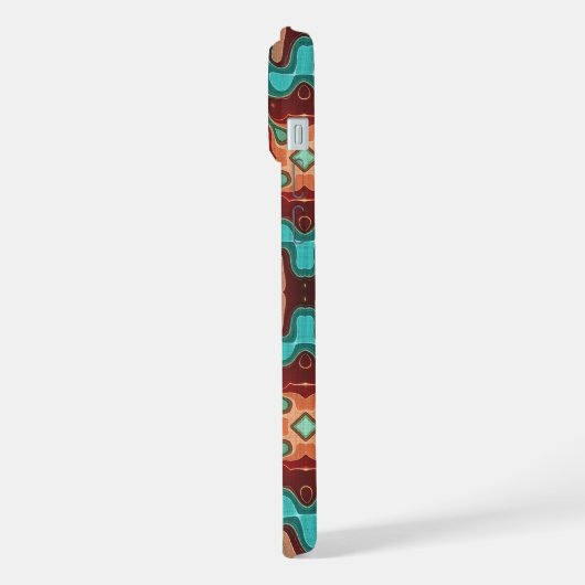 Angesagter Sommer Türkis Orange Aquamarin Oriental iPhone Hülle (Linke Seite)