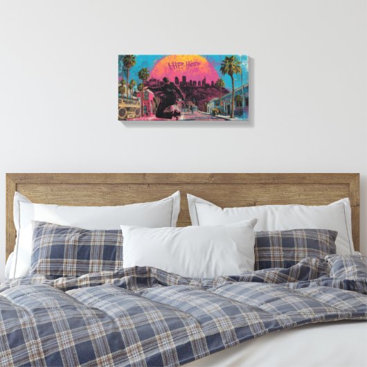 Angesagter Sonnenaufgang: Innenstadt LA Vibes Leinwanddruck (Insitu (Schlafzimmer))