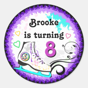 Angesagter und bunter Eis-Skate-Geschenk-Aufkleber Runder Aufkleber