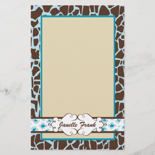Angesagter und Chic-Tierdruck: Blau Briefpapier (Vorderseite)