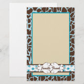Angesagter und Chic-Tierdruck: Blau Briefpapier (Vorne/Hinten)