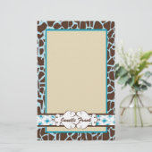 Angesagter und Chic-Tierdruck: Blau Briefpapier (Stehend Vorderseite)