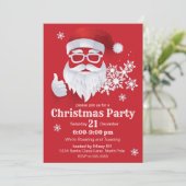 Angesagter Weihnachtsmann Papercut am Roten Weihna Einladung (Stehend Vorderseite)
