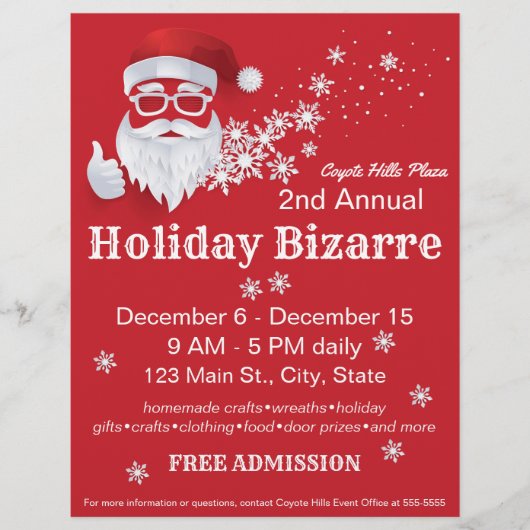 Angesagter Weihnachtsmann Papercut am Roten Weihna Flyer (Vorne)