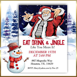 Angesagter Weihnachtsmann, trinken und Jingle Einladung