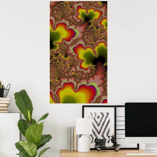 Angesagtes 60er Groovy Psychedelic Fraktal Abstrak Poster (Heimbüro)