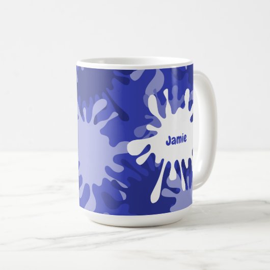 Angesagtes Abstraktes blaues Malermotiv Spritzer T Kaffeetasse (VorderseiteRechts)