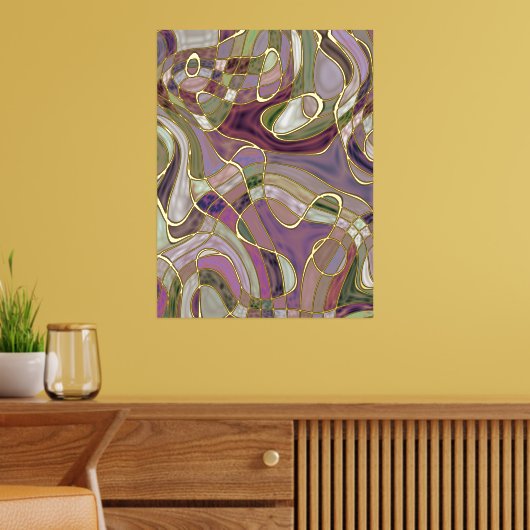 Angesagtes Abstraktes Wavy Lines Gold Mosaik Art M Foliendrucke (In Situ (Wohnzimmer))