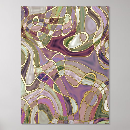 Angesagtes Abstraktes Wavy Lines Gold Mosaik Art M Foliendrucke (Vorderseite)