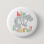 Angesagtes Angesagtes Hooray Gray Hippo Zeichnend Button (Vorderseite)