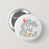 Angesagtes Angesagtes Hooray Gray Hippo Zeichnend Button (Vorne & Hinten)