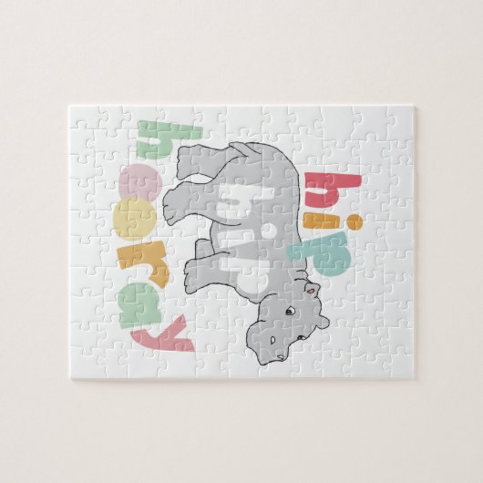 Angesagtes Angesagtes Hooray Gray Hippo Zeichnend Puzzle (Horizontal)