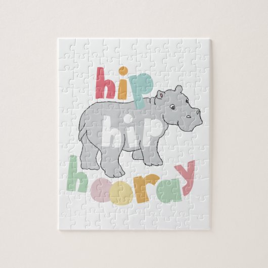 Angesagtes Angesagtes Hooray Gray Hippo Zeichnend  Puzzle (Vertikal)