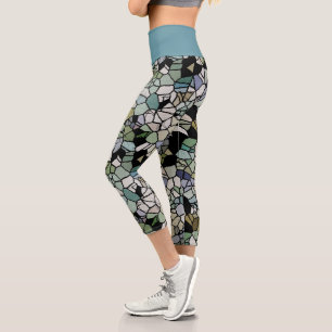 Angesagtes Aquamarines Blue Gran Schwarzes Terrazz Capri Leggings