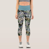 Angesagtes Aquamarines Blue Gran Schwarzes Terrazz Capri Leggings (Vorderseite)