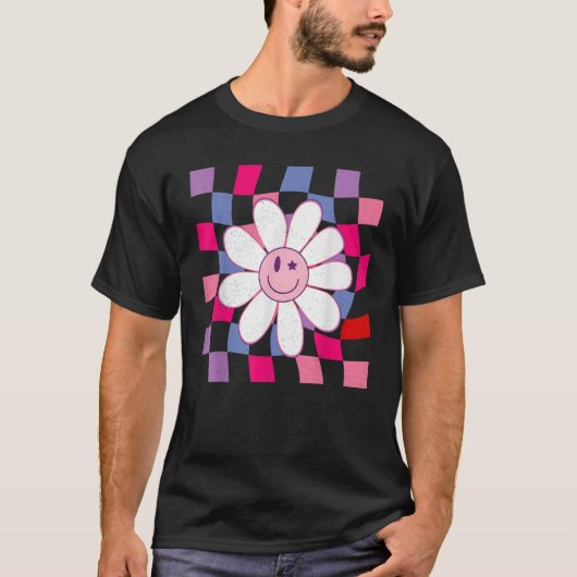 Angesagtes Checkered Lächeln Happy Face Wavy Check T-Shirt (Vorderseite)