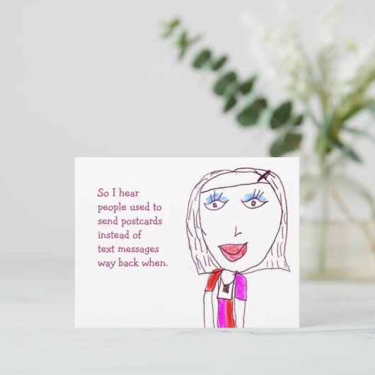 Angesagtes Mädchen, "Text mir, wenn du das bekomms Postkarte (Stehend Vorderseite)