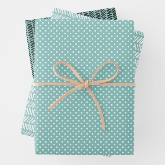 Angesagtes Meerglas Aquamarin Grün Abstrakt Zigzag Geschenkpapier Set (Beispiel)