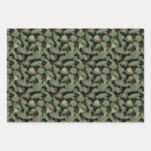 Angesagtes Ochre Brown Green Forest Tree Muster Geschenkpapier Set (Vorderseite)