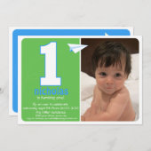 Angesagtes Papierflugzeug Einjähriges Foto Einladu Einladung (Vorne/Hinten)