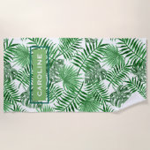 Angesagtes Retro-Muster mit tropischen grünen Palm Strandtuch (Vorderseite)