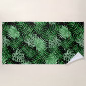 Angesagtes Retro Tropical Green Palm Blattmuster Strandtuch (Vorderseite)