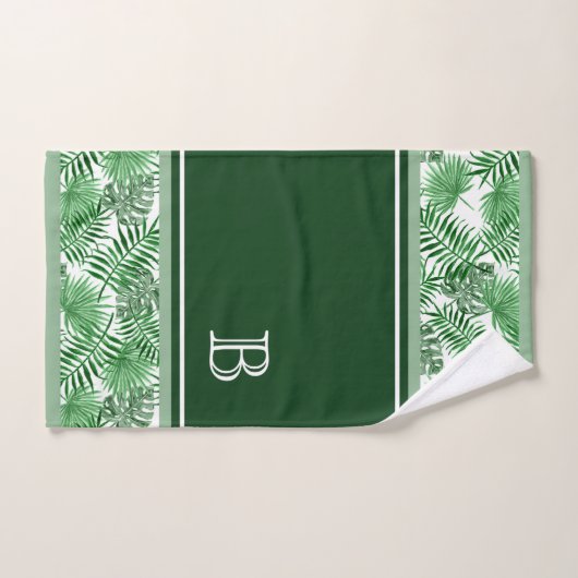 Angesagtes Retro Tropical Green Palm Leaftern Must Badhandtuch Set (Handtuch)