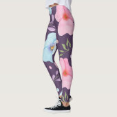 angesagtes, rosa blaues Blume-Muster für Mädchen l Leggings (Links)