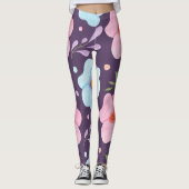 angesagtes, rosa blaues Blume-Muster für Mädchen l Leggings (Vorderseite)