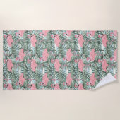 Angesagtes rosa Flamingoes Palm Leafs Art Pattern Strandtuch (Vorderseite)