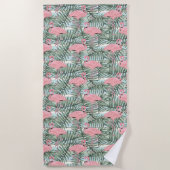 Angesagtes rosa Flamingoes Palm Leafs Art Pattern Strandtuch (Vorderseite)