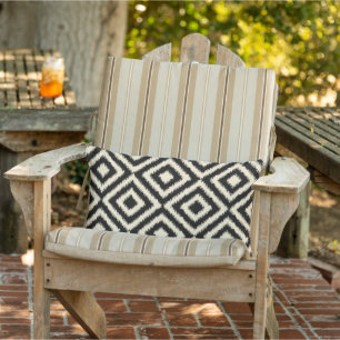 Angesagtes Schwarzes Cream Ikat Diamond Square Mos Kissen Für Draußen