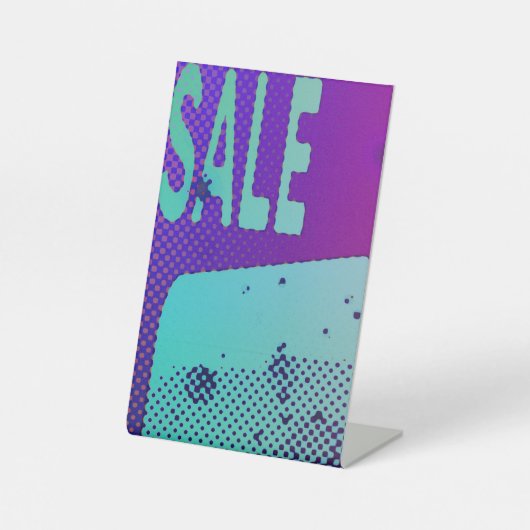 Angesagtes und grungy Sale mit Neonelementen Sockelschild (Vorderseite)