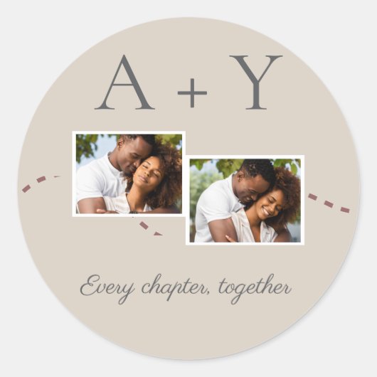 Angeschlossene Initialen und Storyline Runder Aufkleber (Vorderseite)