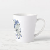 Angeschnürte Vögel Anpassbarer Text blau/grau TWAr Milchtasse (Rechts)