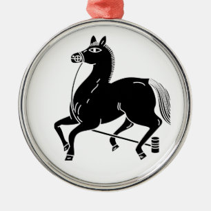 Angeseiltes Champion-Pferd Silbernes Ornament