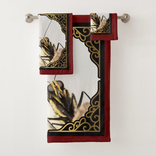 Angesicht der Schmetterlinge - Nahaufnahme des Mon Badhandtuch Set (Insitu)