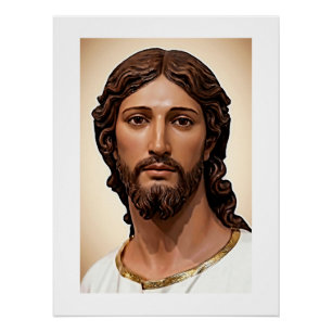 ANGESICHT JESU MIT SCHÖNEN FREUNDLICHEN AUGEN DER  POSTER