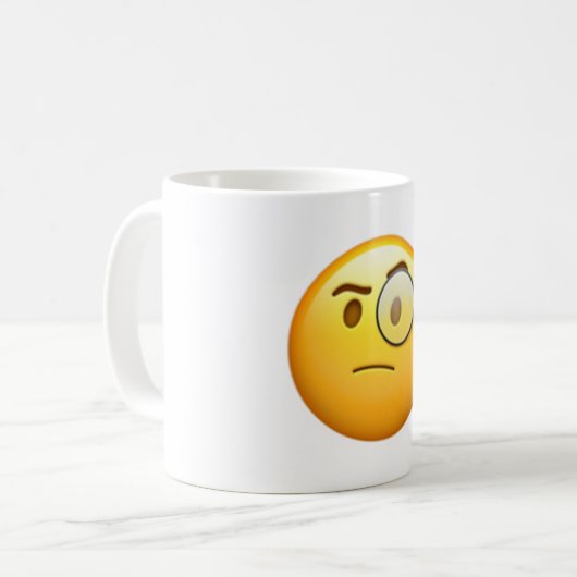 Angesicht mit Monocle - Emoji Kaffeetasse (Vorderseite Links)