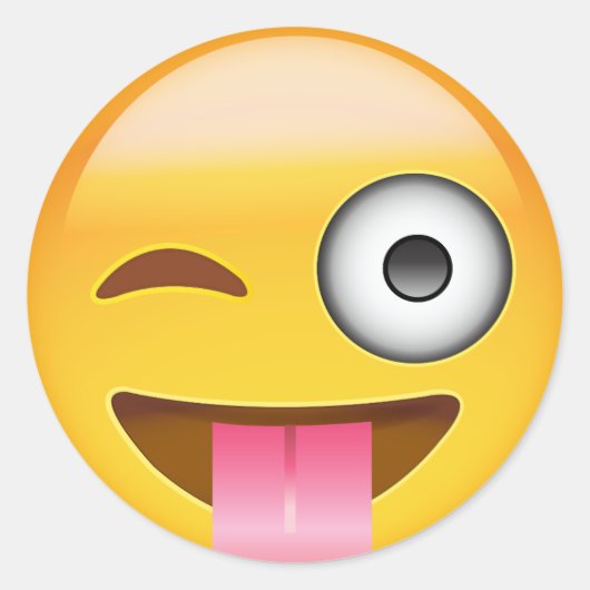 Angesicht mit verklemmter Zunge und weinendem Auge Runder Aufkleber (Vorderseite)