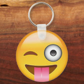 Angesicht mit verklemmter Zunge und weinendem Auge Schlüsselanhänger (Vorderseite)