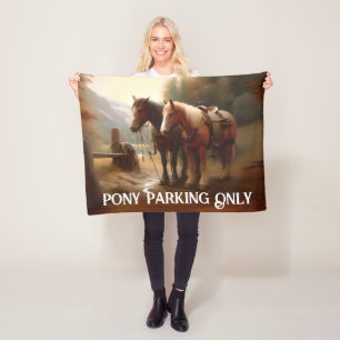 Angespannte Pferde "Pony-Parking" Fleecedecke